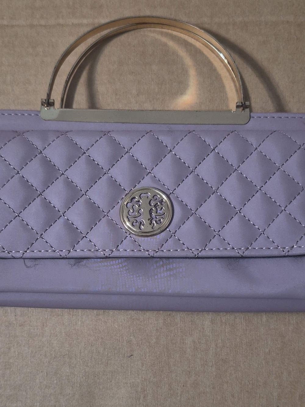 Quilted Lavender Top-Handle Clutch - Unbranded